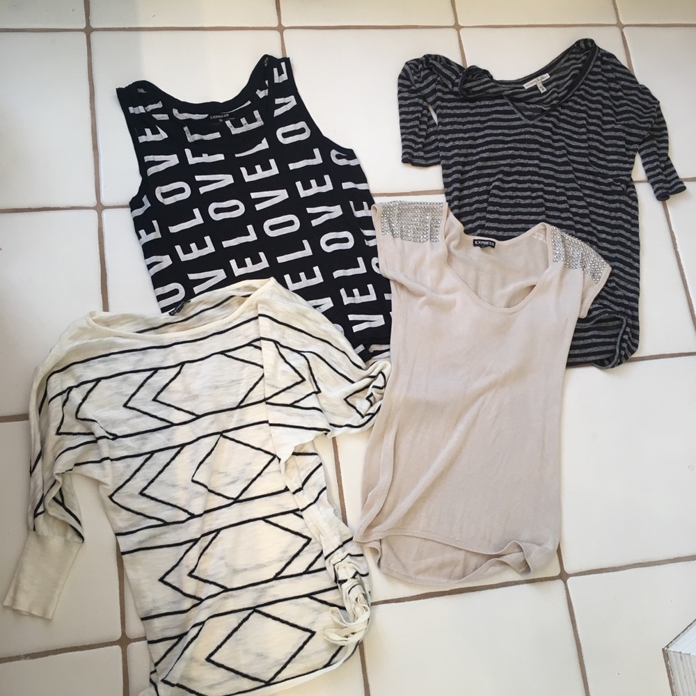 4 shirts XS express top blouse